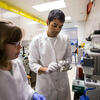 Graduate students working together in a research lab